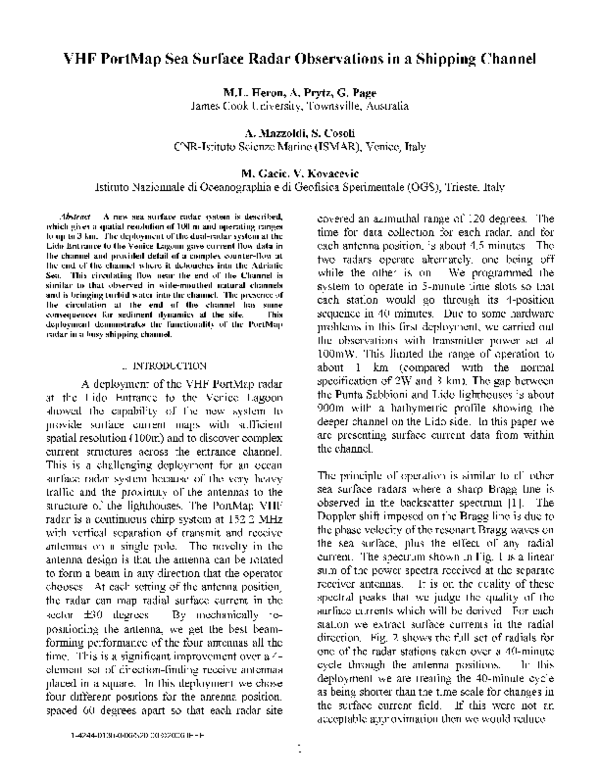 (PDF) VHF PortMap Sea Surface Radar Observations in a Shipping Channel