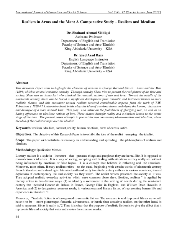 (PDF) Realism in Arms and the Man A Comparative StudyRealism and