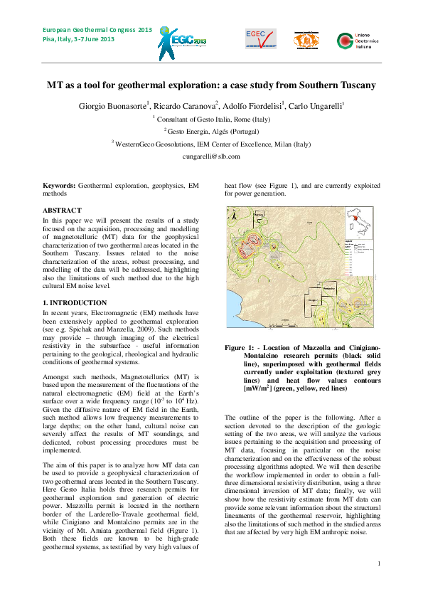 (PDF) MT as a tool for geothermal exploration : a case study from ...
