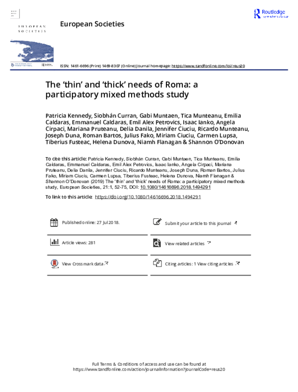 (PDF) The ‘thin’ and ‘thick’ needs of Roma: a participatory mixed ...
