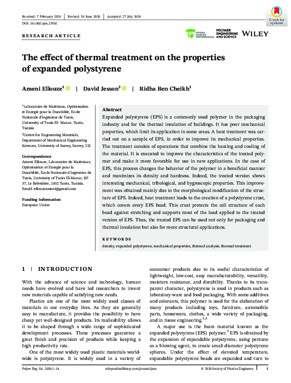 (PDF) The effect of thermal treatment on the properties of expanded ...