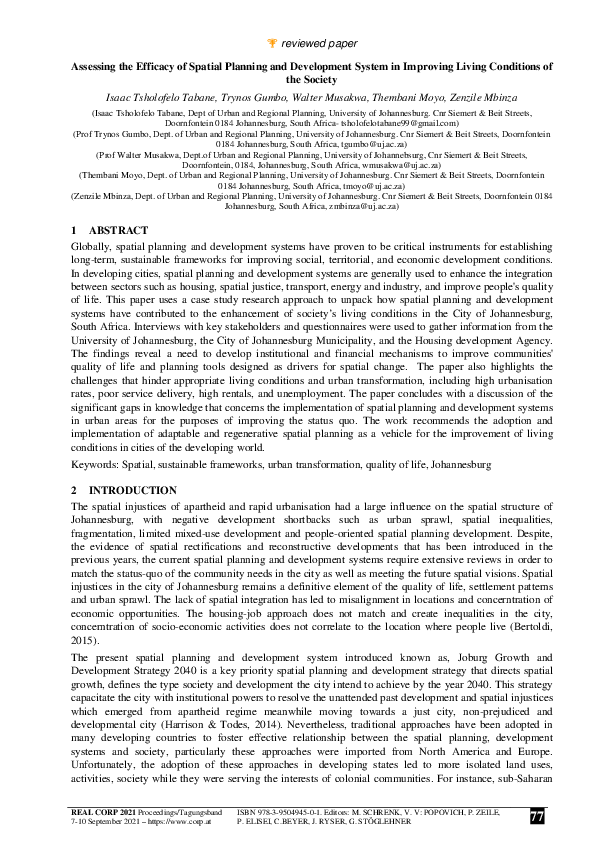 (PDF) Assessing the Efficacy of Spatial Planning and Development System ...