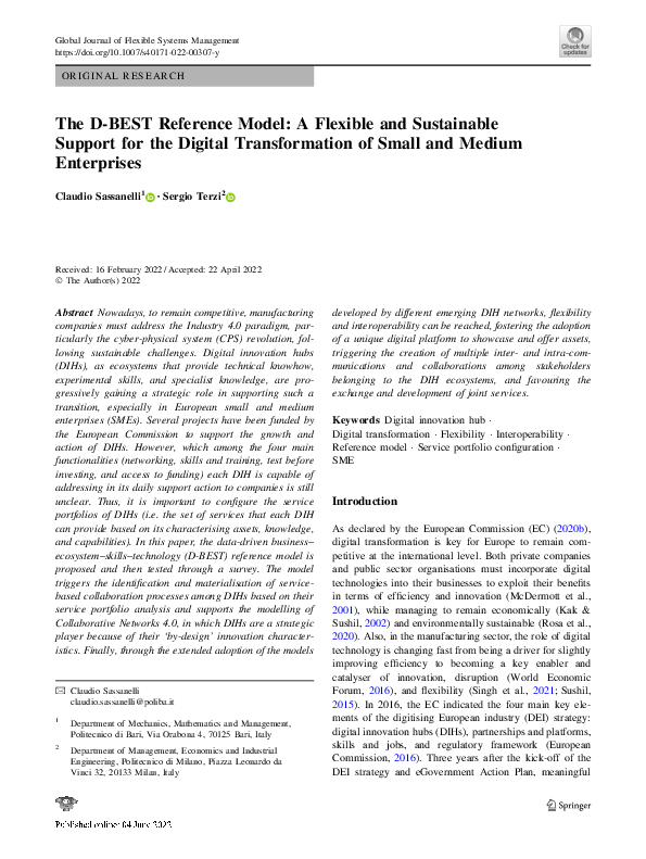 (PDF) The D-BEST Reference Model: A Flexible and Sustainable Support ...