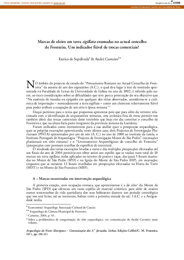 (PDF) Marcas de oleiro em terra sigillata exumadas no actual concelho ...