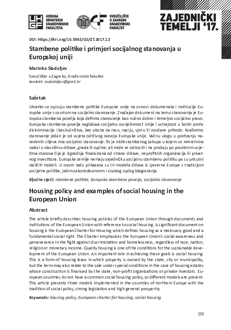 (PDF) Housing policy and examples of social housing in the European Union