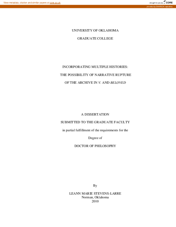 (PDF) Incorporating Multiple Histories: The Possibility of Narrative ...
