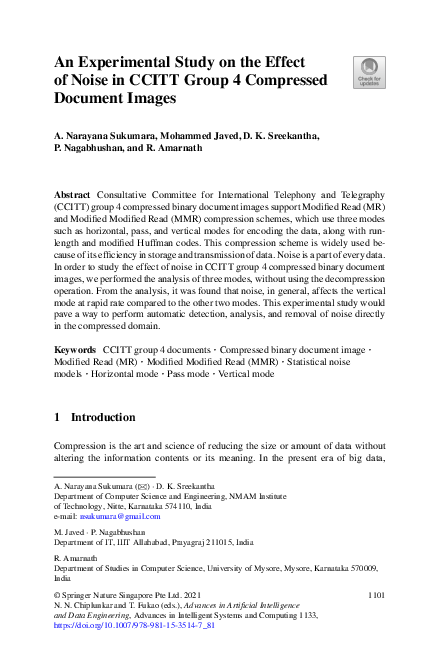 (PDF) An Experimental Study on the Effect of Noise in CCITT Group 4 ...