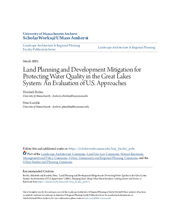 (PDF) Land Planning and Development Mitigation for Protecting Water ...