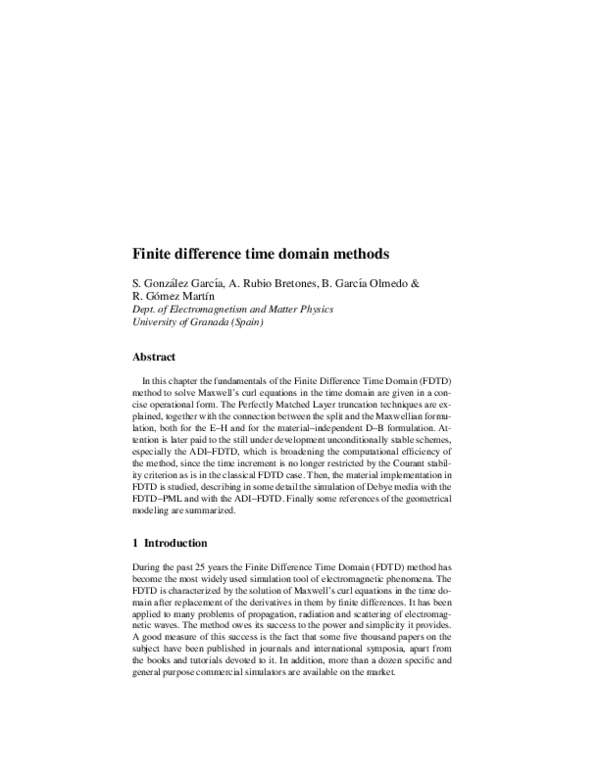 (PDF) Finite difference time domain methods