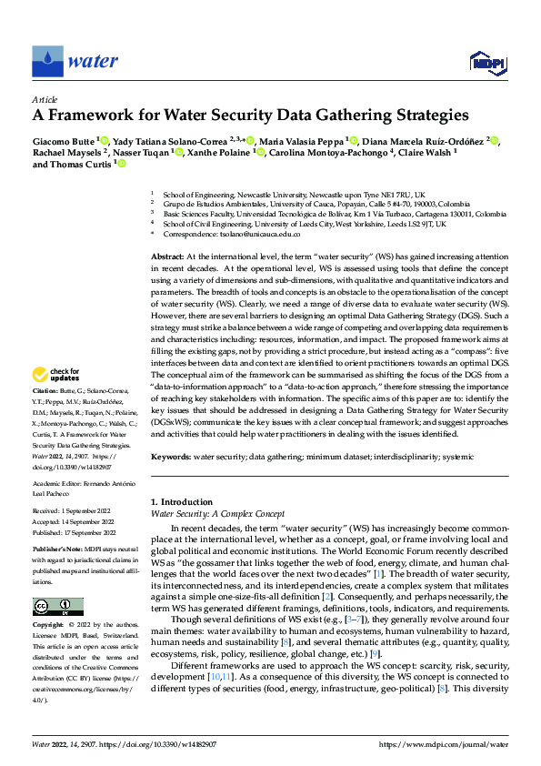 (PDF) A Framework for Water Security Data Gathering Strategies