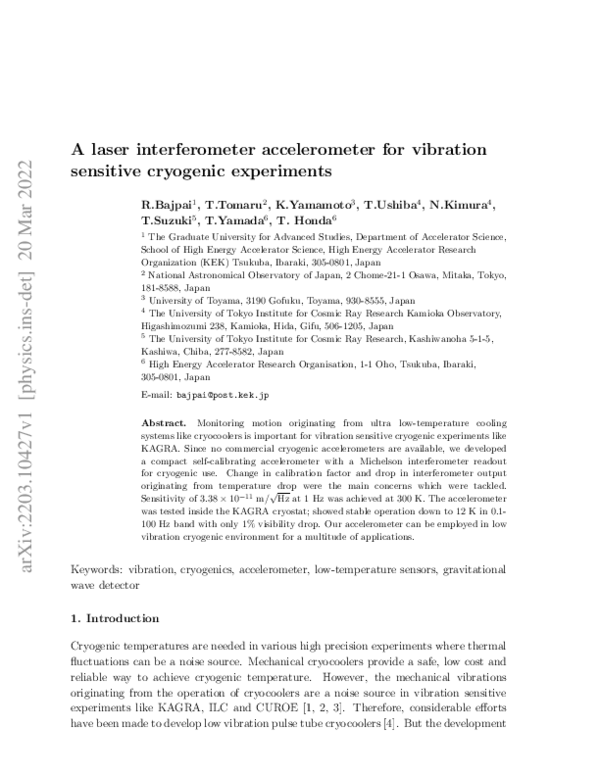 (PDF) A laser interferometer accelerometer for vibration sensitive