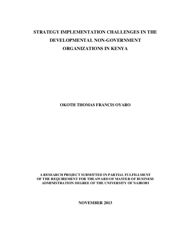 (PDF) Strategy implementation challenges in the developmental Non ...
