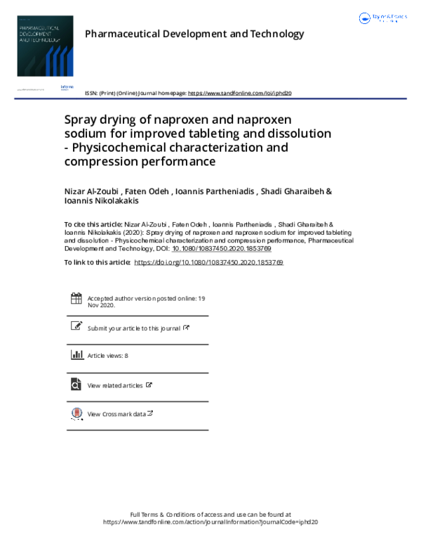(PDF) Spray drying of naproxen and naproxen sodium for improved ...