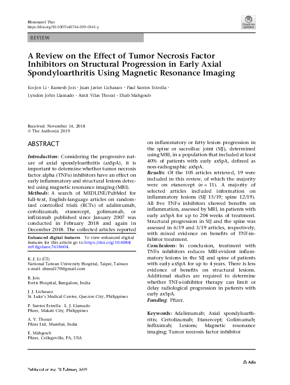 (PDF) A Review on the Effect of Tumor Necrosis Factor Inhibitors on ...