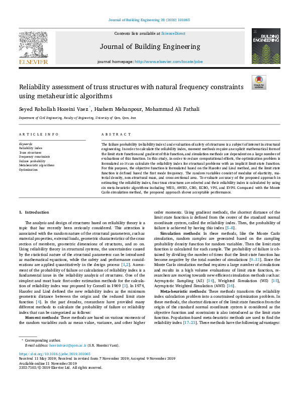 (PDF) Reliability assessment of truss structures with natural frequency ...