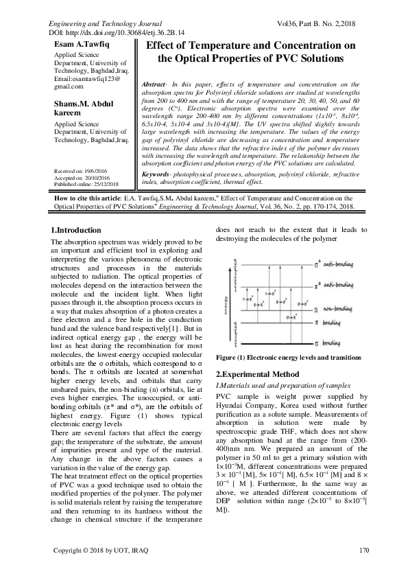 (PDF) Effect of Temperature and Concentration on the Optical Properties ...