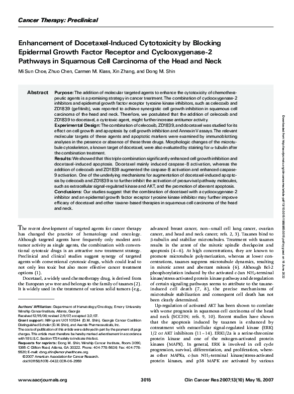 (PDF) Enhancement of Docetaxel-Induced Cytotoxicity by Blocking ...