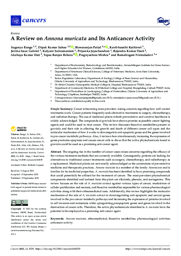 (PDF) A Review on Annona muricata and Its Anticancer Activity