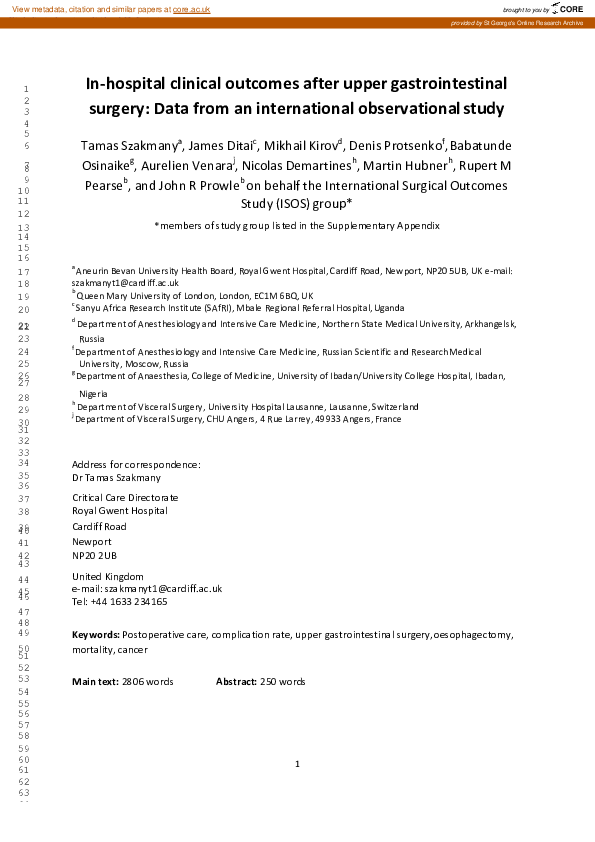 (PDF) In-hospital clinical outcomes after upper gastrointestinal ...