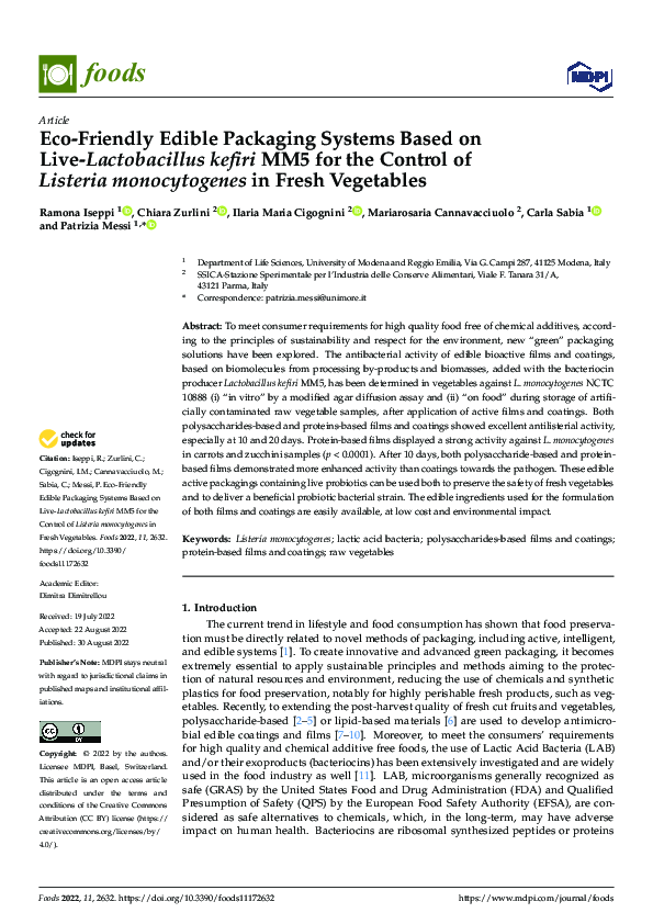 (PDF) Eco-Friendly Edible Packaging Systems Based on Live-Lactobacillus ...