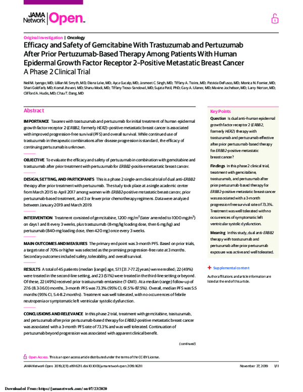 (PDF) Efficacy and Safety of Gemcitabine With Trastuzumab and ...