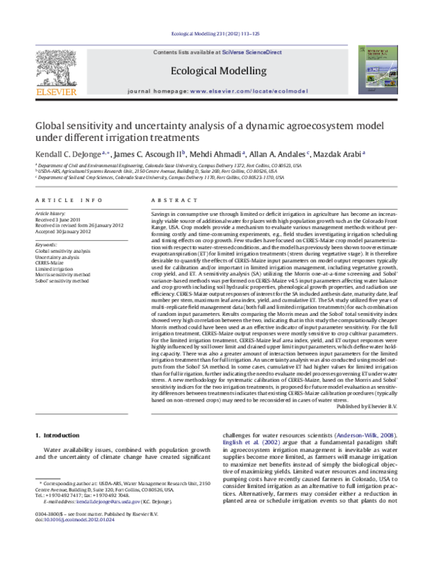 (PDF) Global sensitivity and uncertainty analysis of a dynamic ...