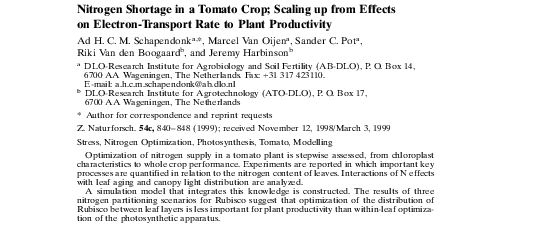 (PDF) Nitrogen Shortage in a Tomato Crop; Scaling up from Effects on ...