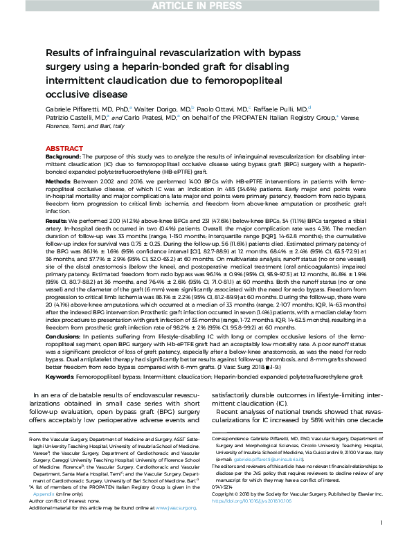 (PDF) Results of Infrainguinal Revascularization with Reversed Vein ...