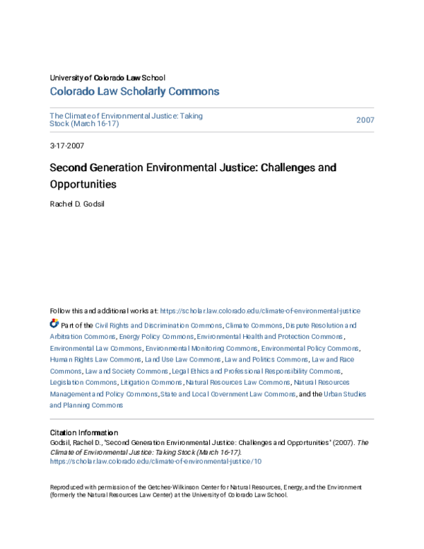 (PDF) Second Generation Environmental Justice Challenges and