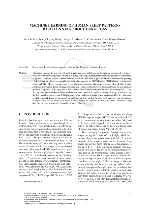 (PDF) Machine Learning of Human Sleep Patterns Based on Stage Bout ...