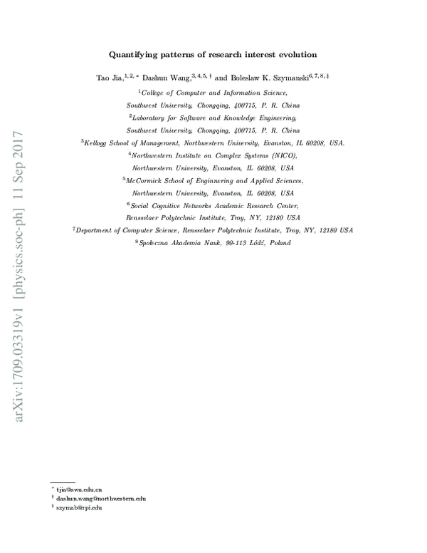 (PDF) Quantifying patterns of research-interest evolution
