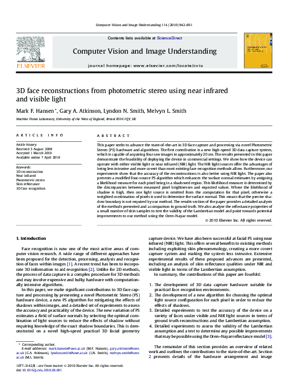 (PDF) 3D face reconstructions from photometric stereo using near ...