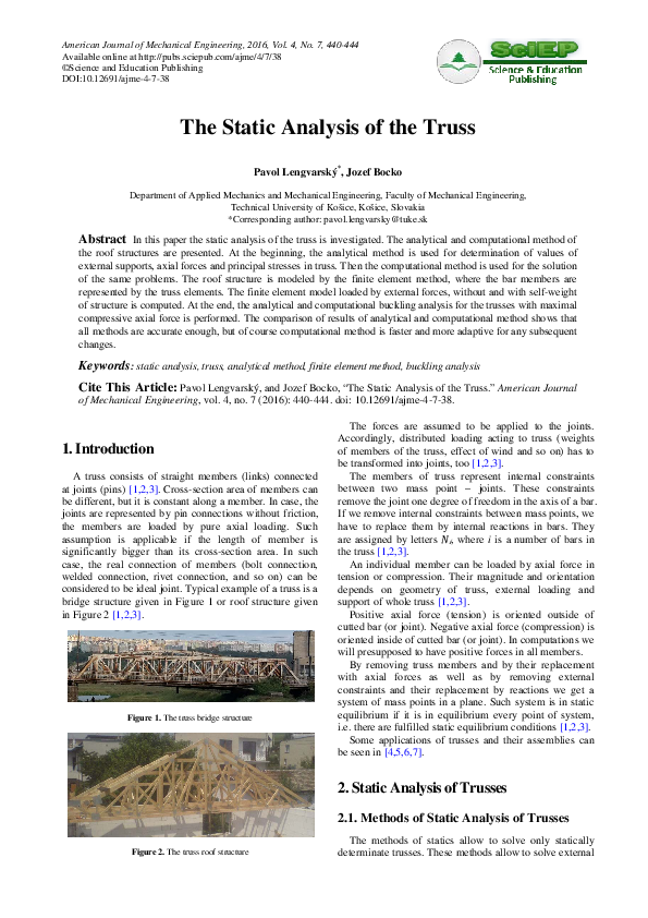 (PDF) The Static Analysis of the Truss