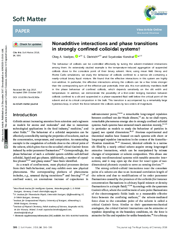 (PDF) Nonadditive interactions and phase transitions in strongly ...