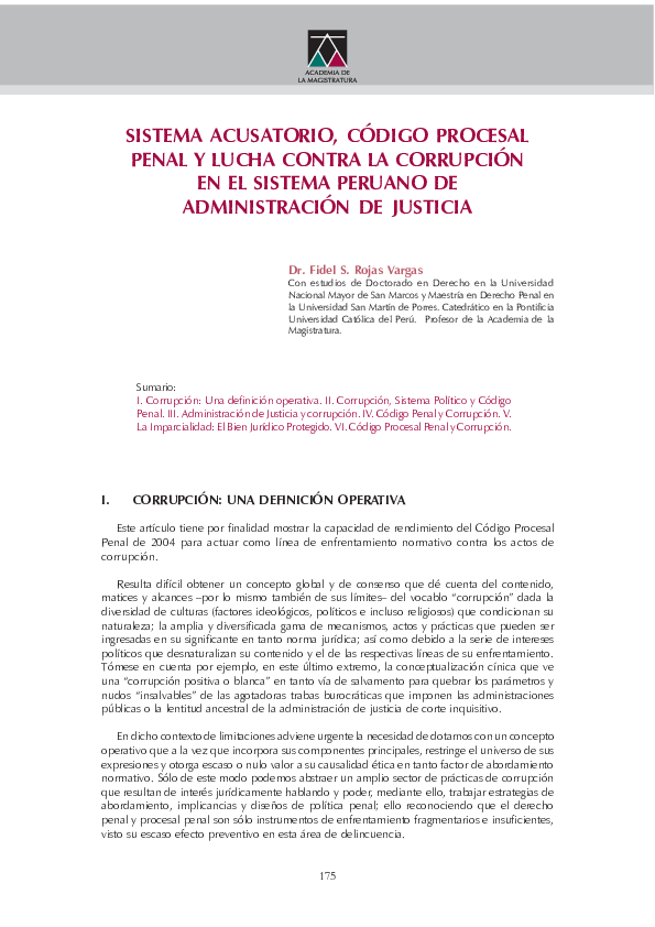 (PDF) Sistema acusatorio, Código Procesal Penal y lucha contra la ...