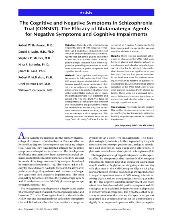 (PDF) The Cognitive and Negative Symptoms in Schizophrenia Trial ...