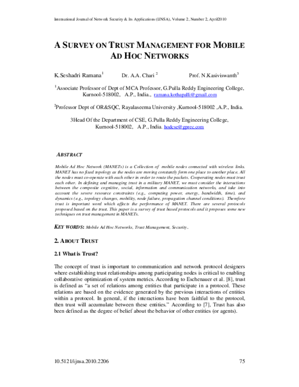 (PDF) A Survey on Trust Management for Mobile Ad Hoc Networks