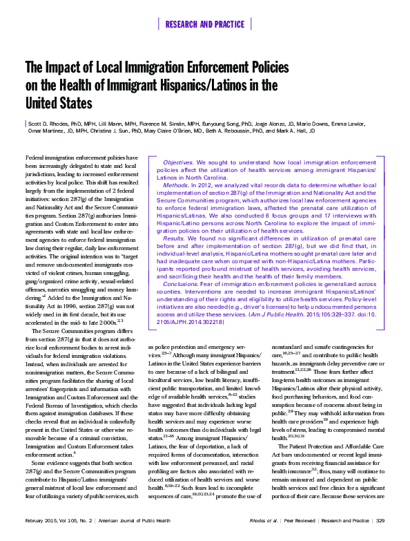 (PDF) The Impact of Local Immigration Enforcement Policies on the ...