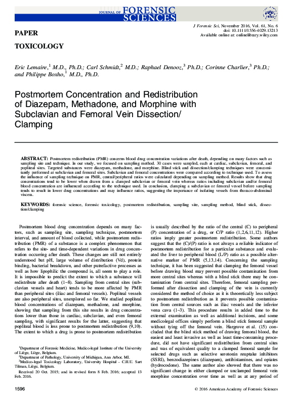 (PDF) Postmortem Concentration and Redistribution of Diazepam ...