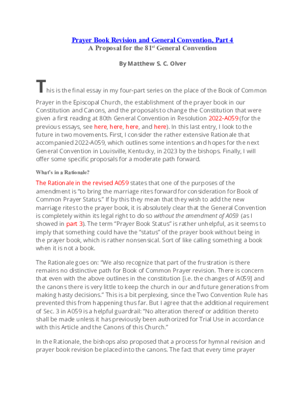 (DOC) Prayer Book Revision and General Convention, Part 4: A Proposal ...