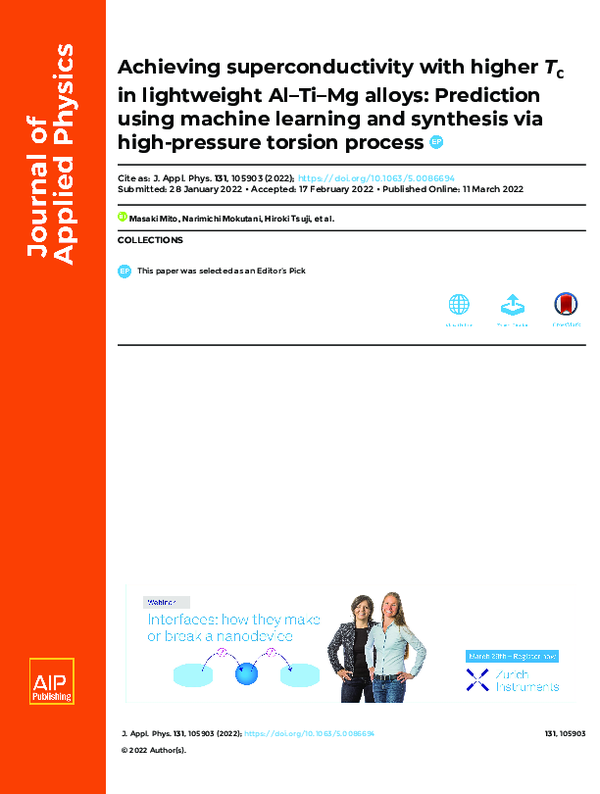 (PDF) Achieving superconductivity with higher Tc in lightweight Al–Ti ...