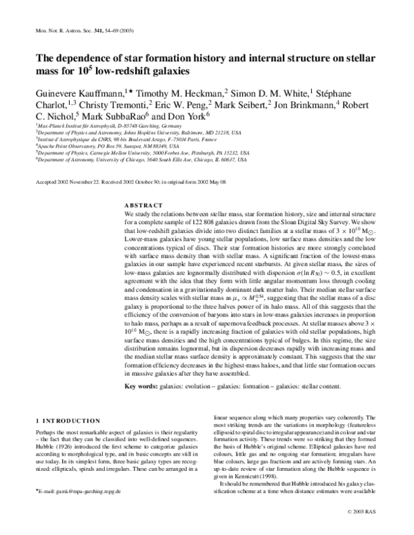 (PDF) The dependence of star formation history and internal structure ...
