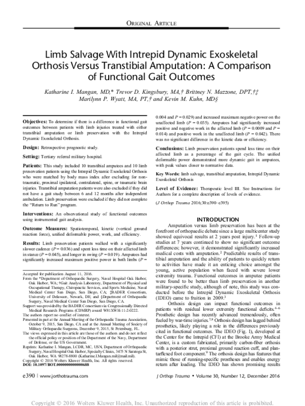 (PDF) Limb Salvage With Intrepid Dynamic Exoskeletal Orthosis Versus ...