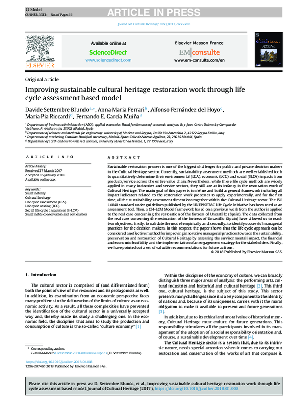 (PDF) Improving sustainable cultural heritage restoration work through ...