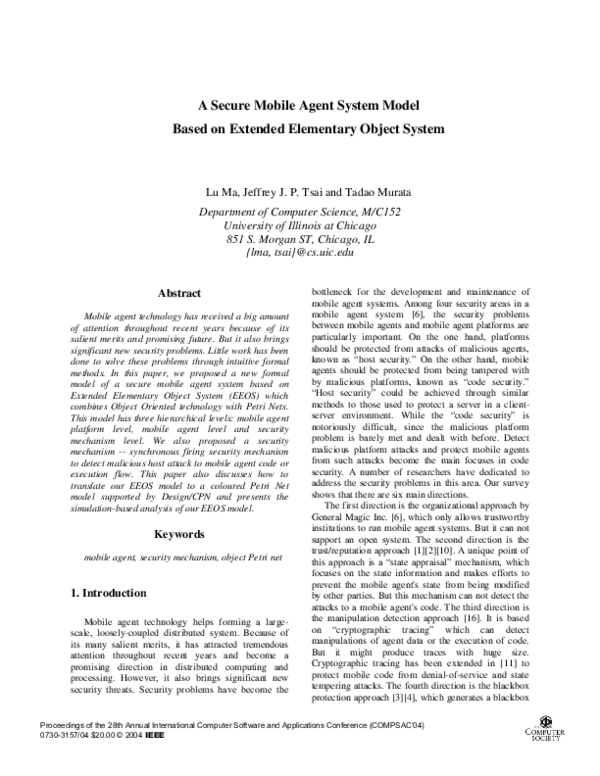 (PDF) A Secure Mobile Agent System Model Based on Extended Elementary ...