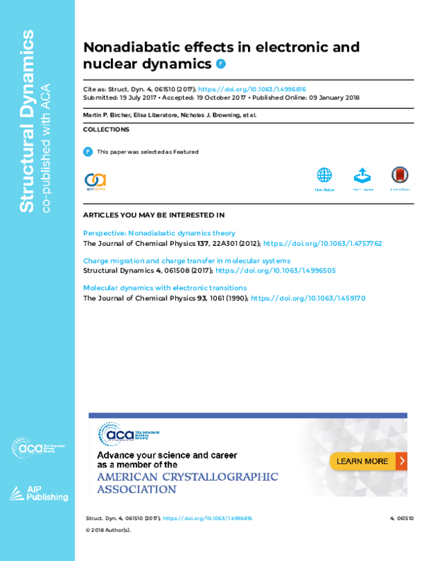 (PDF) Nonadiabatic effects in electronic and nuclear dynamics