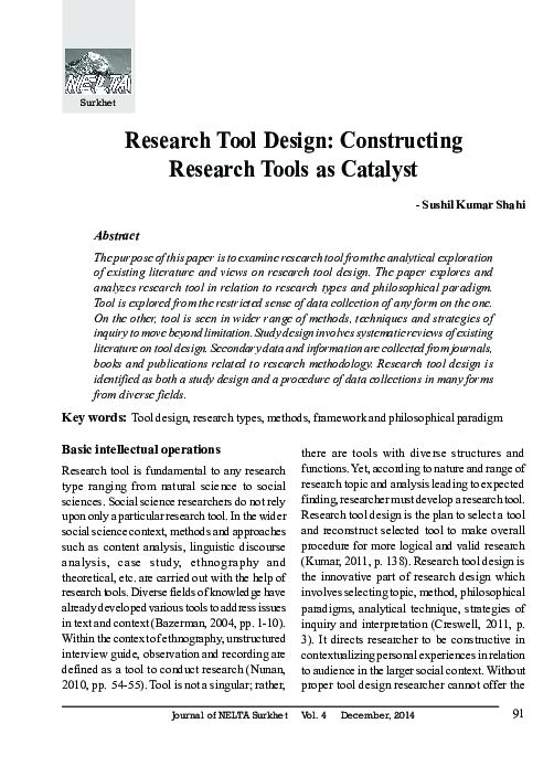 (PDF) Research Tool Design: Constructing Research Tools as Catalyst