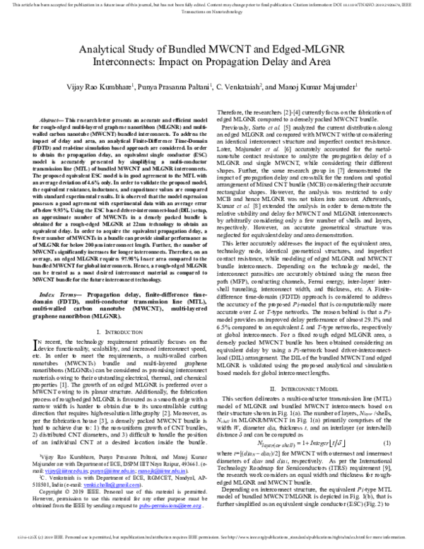 (PDF) Analytical Study of Bundled MWCNT and Edged MLGNR Interconnects ...