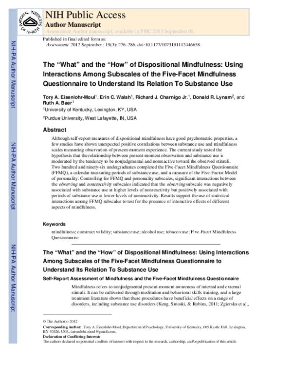 (PDF) The “What” and the “How” of Dispositional Mindfulness
