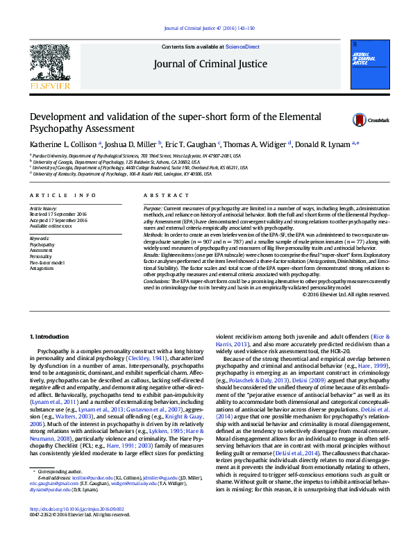 (PDF) Development and validation of the super-short form of the ...